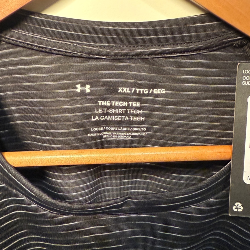 UNDER ARMOUR - Men’s Striped Tech Tee - Black Stripe - 2XL - NWT - Picture 5 of 9